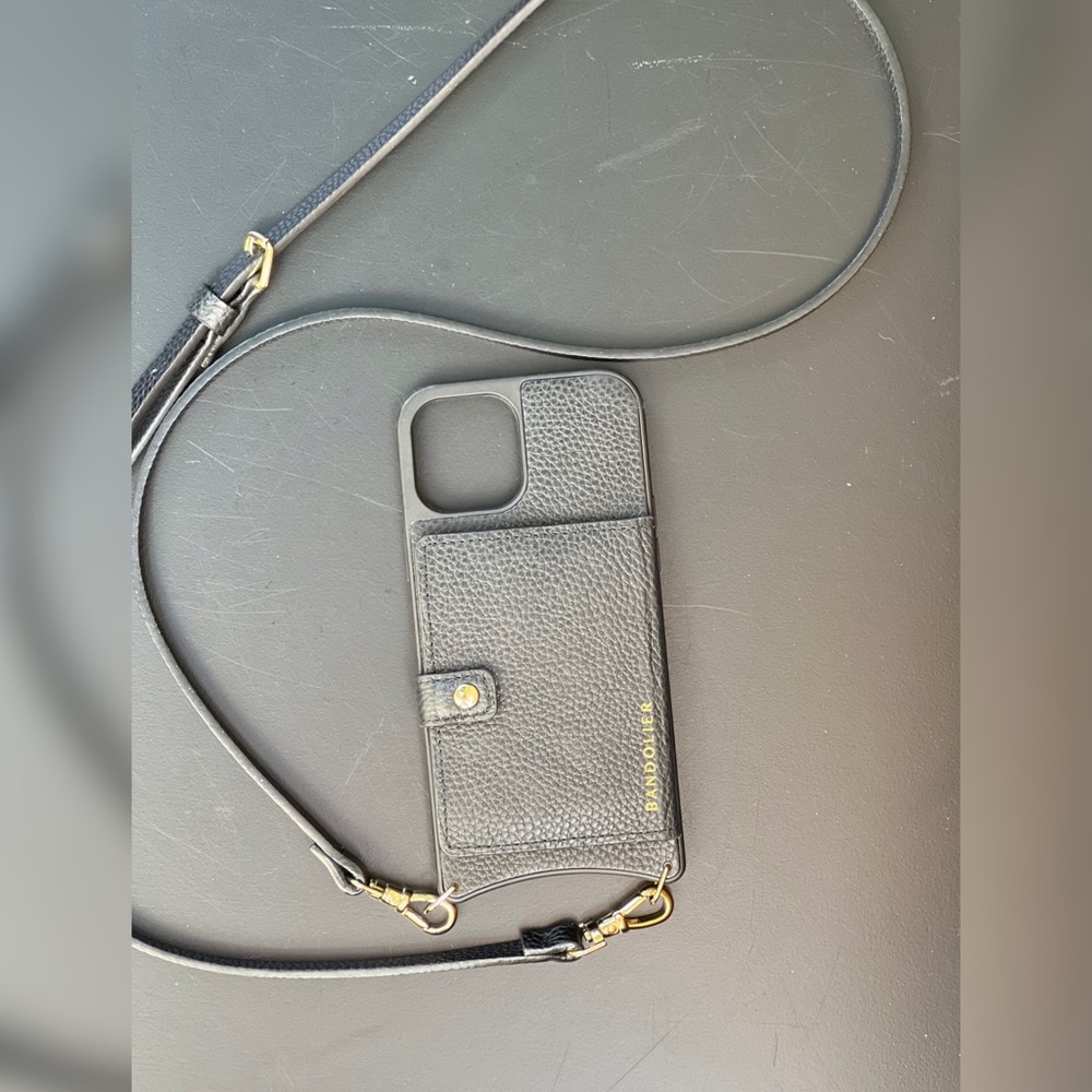 Bandolier - iPhone 12 Pro Max - Mila Case with MagSafe - Black Leather with Gold